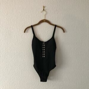 Xhiliration Black One Piece Silver Hardware NWOT